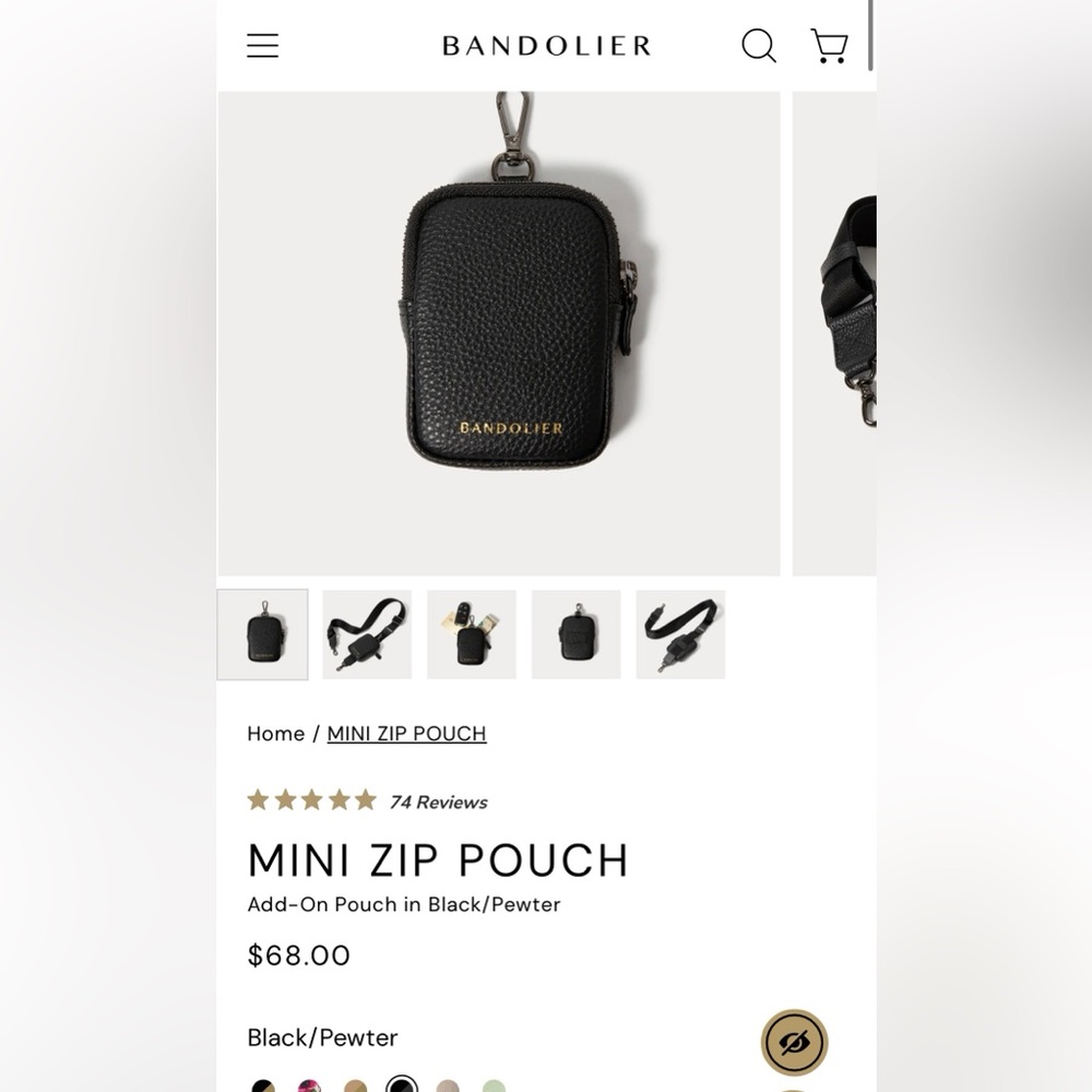 Bandolier Mini Zip Pouch Black Pewter